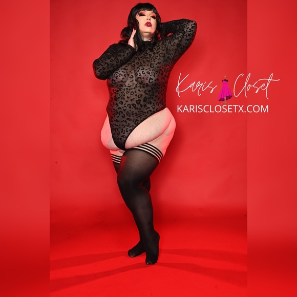 ✅ Plus sheer mock neck leopard print mesh bodysuit - Picture 3 of 9